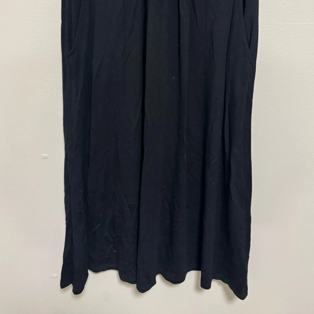 Boden Lola Dress Jersey Faux Wrap Knee Length Pockets Pleated Black - Picture 5 of 8
